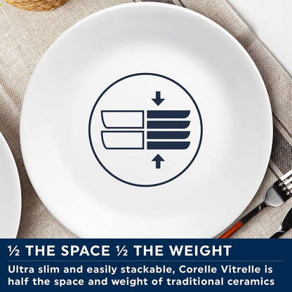 Corelle Vitrelle Juego de 4 Cuencos de 18 oz | Blanco, resistente a chips y grietas, vidrio, alta durabilidad