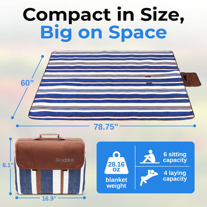 scuddles Manta para Exteriores Extragrande con Bolsillo | Tartán, resistente al agua, capas dobles, práctico, para picnic, camping, playa