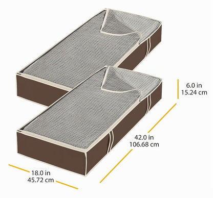 Whitmor Zippered Underbed Bags Java Set of 2 Pieces