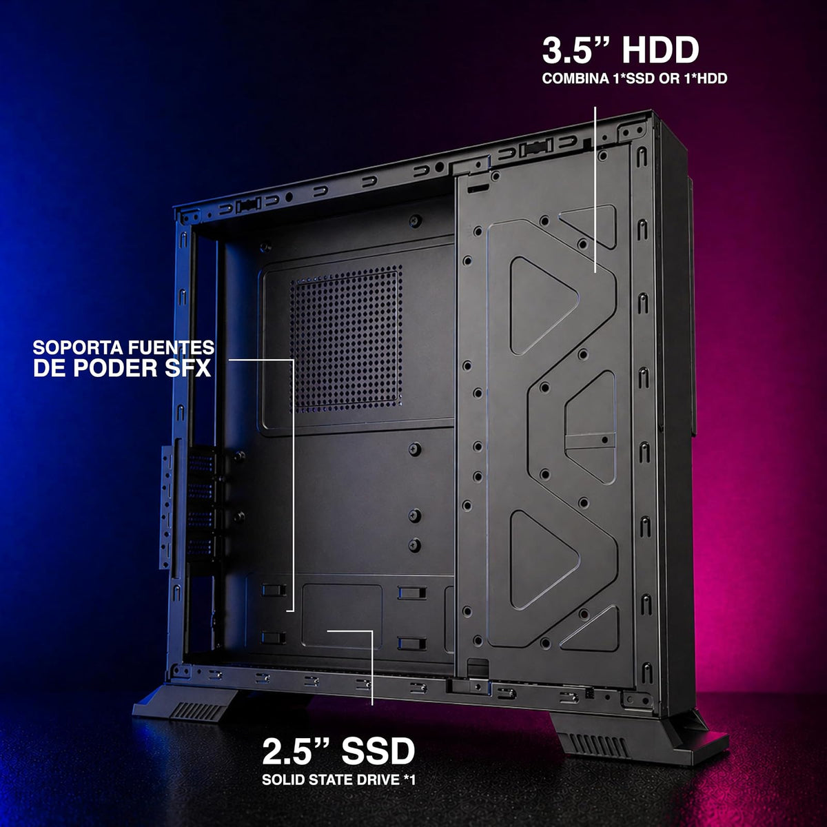 Gabinete Slim Mince ITX Negro con Fuente de Poder 500W Stylos Tech