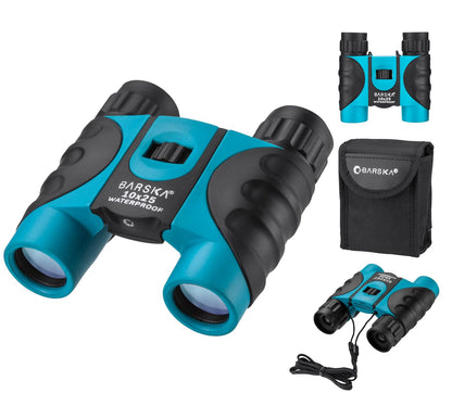 ab12726 Barska Optics, Colorado Impermeable Binocular, 10 x 25 mm, Color Azul con Lente Azul, en Caja