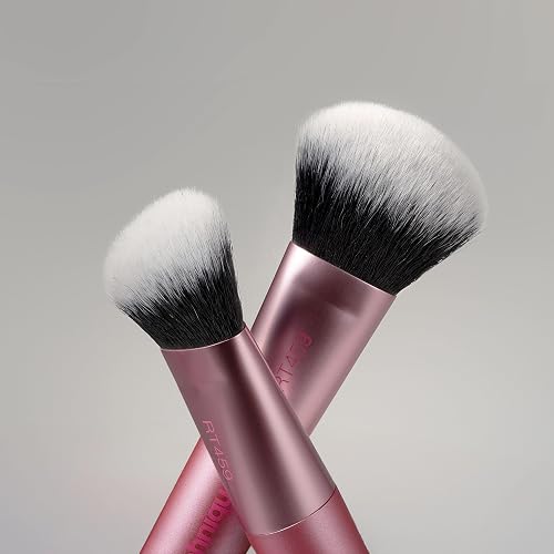 Real Techniques Ultimate Multi Tasker Pincel, Dual Ended Makeup Brush for Foundation, Blush Bronzer & Powder, Precision Sculpting & Blending, UltraPlush Cerdas, Crueldad, 1 Count
