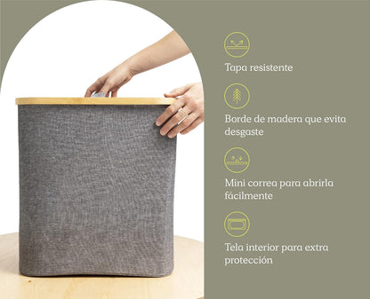 Homeware Cesto Rectangular Grande, Plegable y Resistente, Ideal para Interiores y Exteriores, Diseño Minimalista con Tapa de Protección y Asas, Colores Neutros Que Combinarán con tu Estilo Decorativo