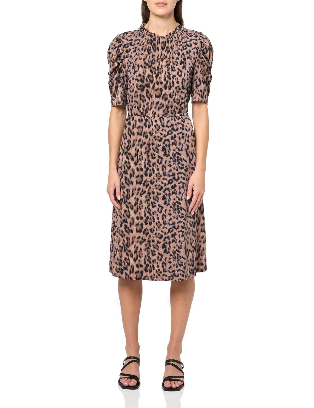 Adrianna Papell Vestido de Manga Corta con Cuello con Volantes Vestido para Mujer