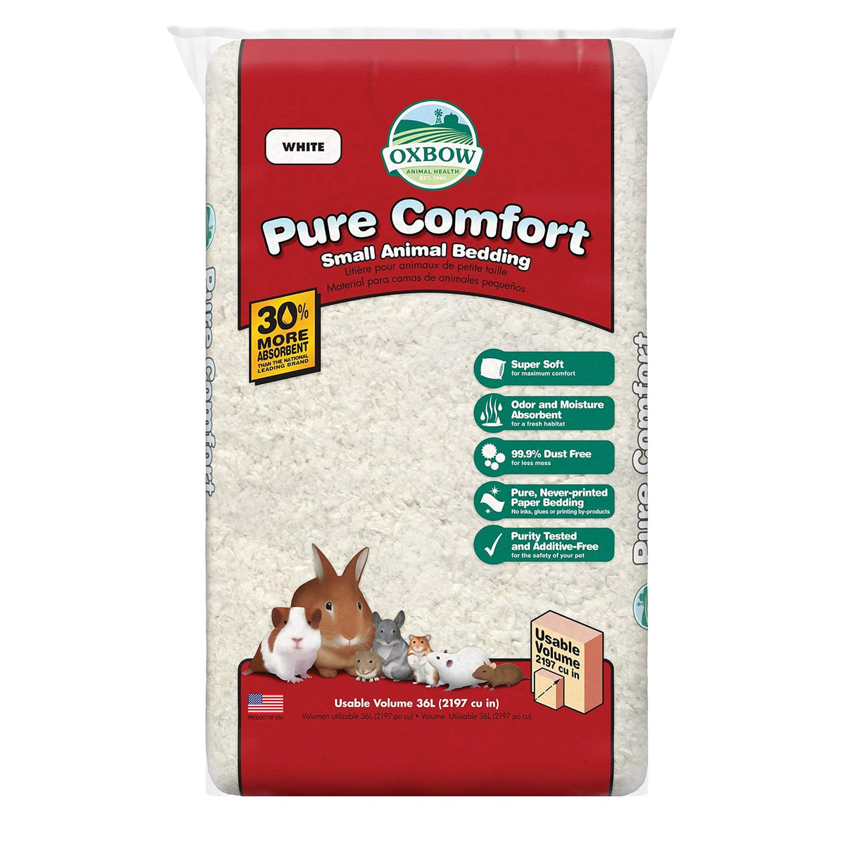 Oxbow Pure Comfort Ropa de Cama Natural para Mascotas Pequeñas - Blanco - 36 Liter