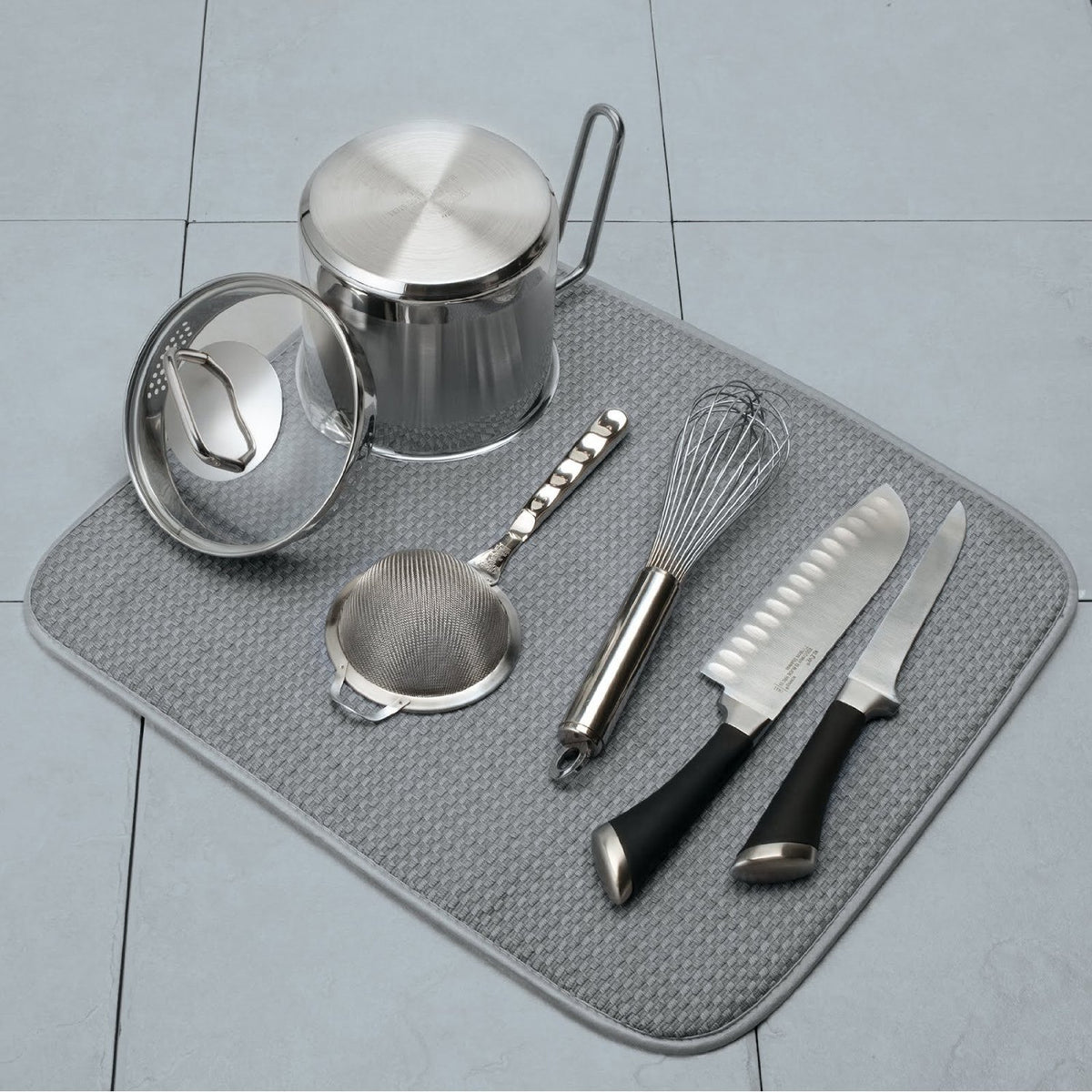 Norpro 359G Microfiber Dish Drying Mat, Gray, 18x16