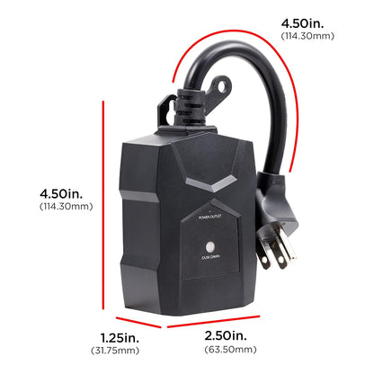 UltraPro Temporizador de luz para exteriores, del anochecer al amanecer, 1 toma de tierra, juego simple, decoración de temporada, iluminación exterior, resistente a la intemperie, funciona con bombillas LED, CFL, incandescentes y halógenas, paquete de 2, 