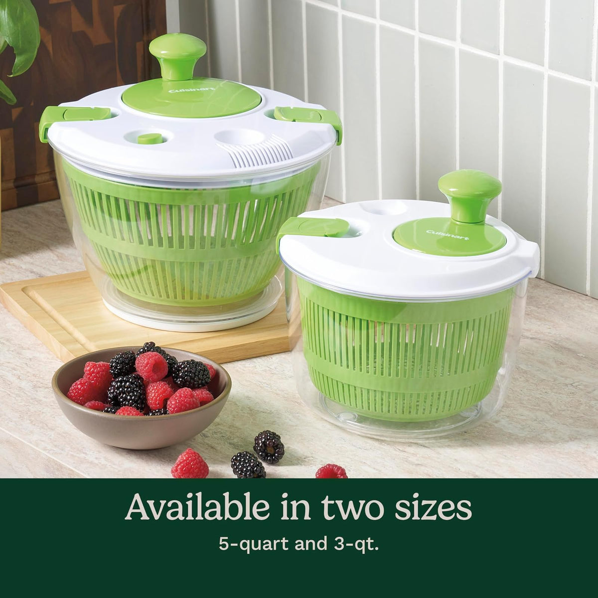 Cuisinart - Spinner grande para ensalada, lavar, centrar y secar ensalada, frutas y verduras, 5 cuartos de galón, CTG-00-SAS1