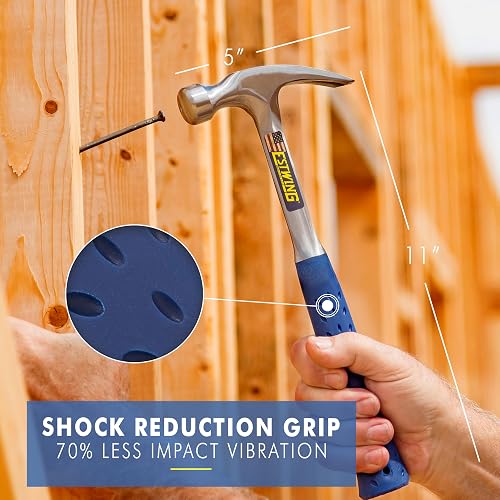 Estwing E3-12S 12 oz Straight Claw Hammer with Smooth Face & Shock Reduction Grip