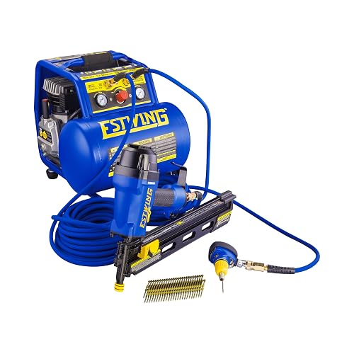 Estwing E3850PVCR - Manguera de aire híbrida de PVC/goma de 3/8" x 50' con accesorios de latón de 1/4", color azul