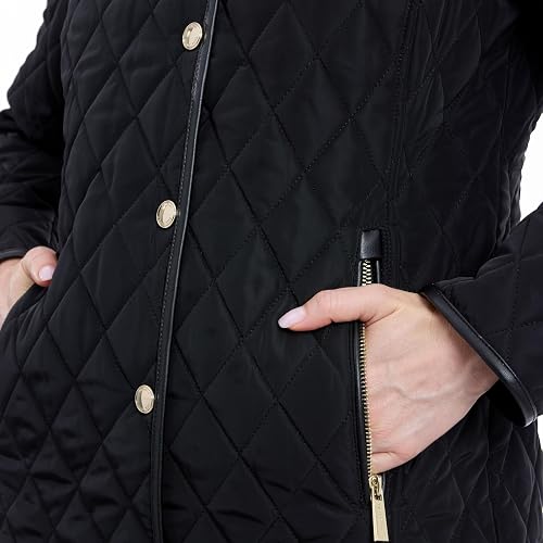 Michael Kors Diamond Quilted Jacket for Women, Stylish Lightweight Jacket With Trim Detail chamarra Mujer