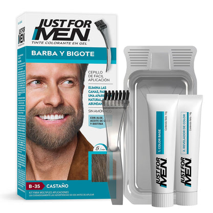 Just For Men Tinte en Gel para Barba y Bigote, Castaño Oscuro B45 - 1 Unidad (Paquete de 1) - Castaño