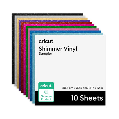 Cricut® Shimmer Vinyl - Muestreador permanente para fiestas - 12 x 12 pulgadas (10 unidades)