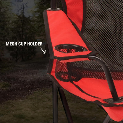 Coleman Silla Quad - Silla de Camping Plegable de Malla con Portavasos y Respaldo de Malla de Nailon, Color Rojo,