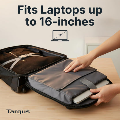 Targus Kompakter Roll-Rucksack für Business, Studenten und Reisen, Pendler, strapazierfähiges Material, Tablet-Tasche, abnehmbare Laptop-Schutzhülle