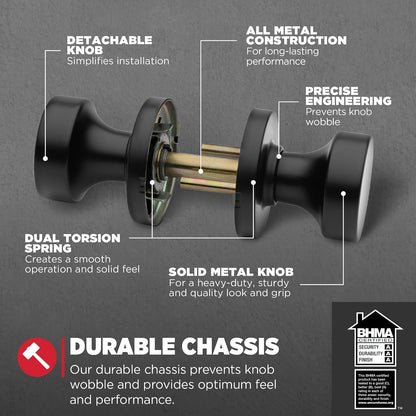 Kwikset Pismo - perilla para puerta (níquel satinado), Pasaje, Acero negro
