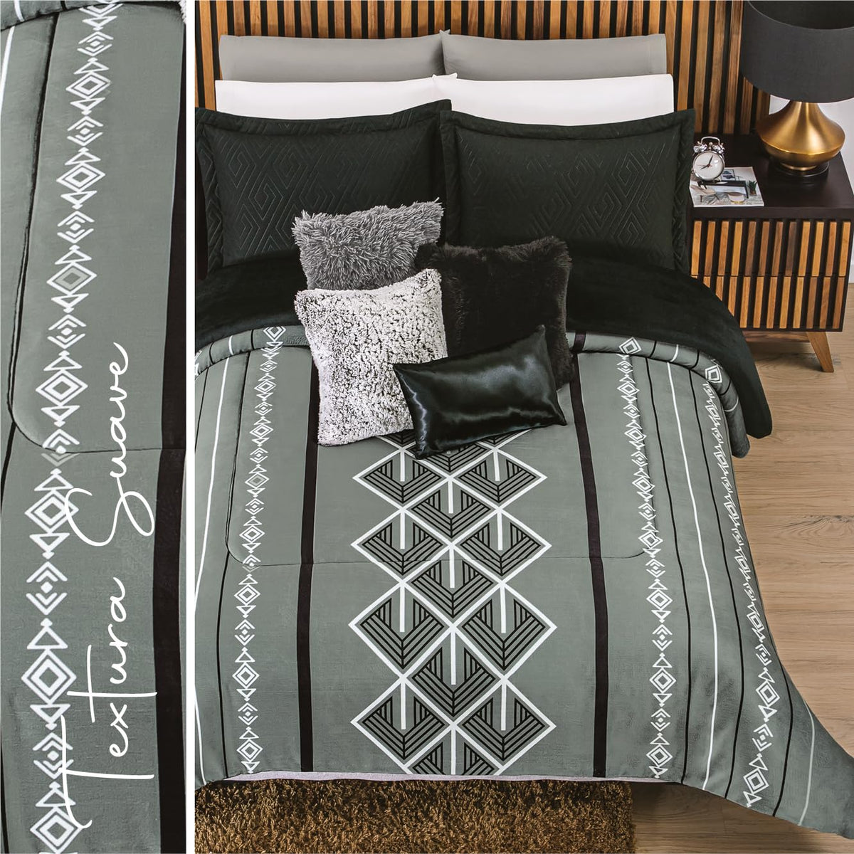 Colchas Concord Cobertor Pachi Flannel, Color Gris, 100% Poliéster, Tamaño King Size, Queen Size, Manta Cálida y Suave para Cama, Ideal para Invierno, 1 Pieza