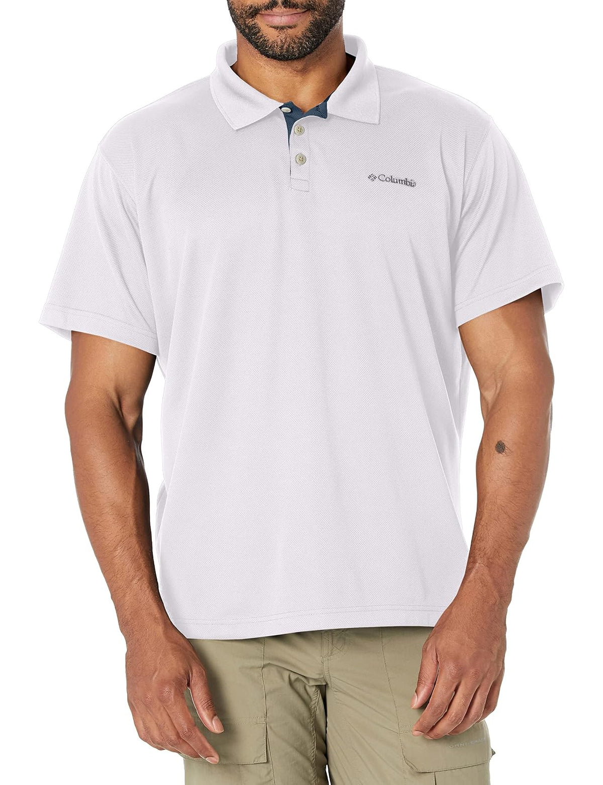 Columbia Polo de Manga Corta con Protección UPF 30 para Hombre - Blanco - M