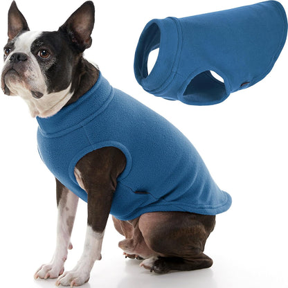 Gooby Chaleco de Forro Polar Elástico para Perro, Clima Frío - Azul acero - X-Large Length (16.5")