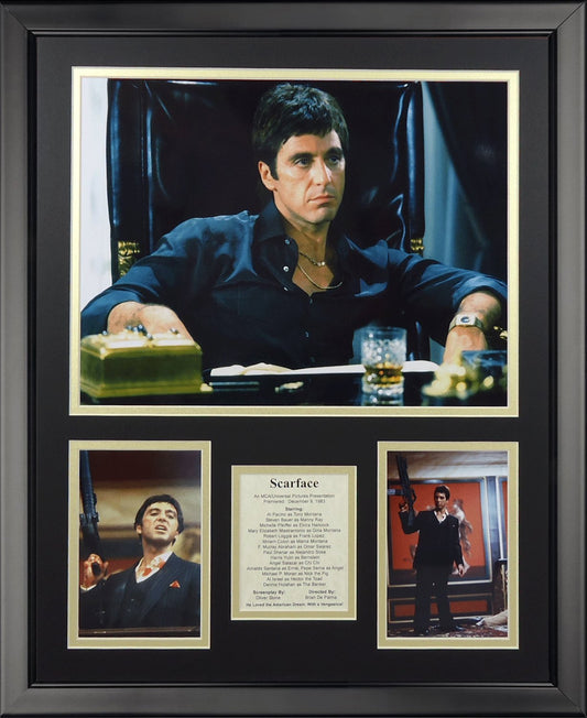 Collage de Fotos de Scarface Al Pacino The Drug King of Miami Collectible, Enmarcado para decoración de Pared, 45,7 x 55,9 cm, Leyendas Nunca Mueren