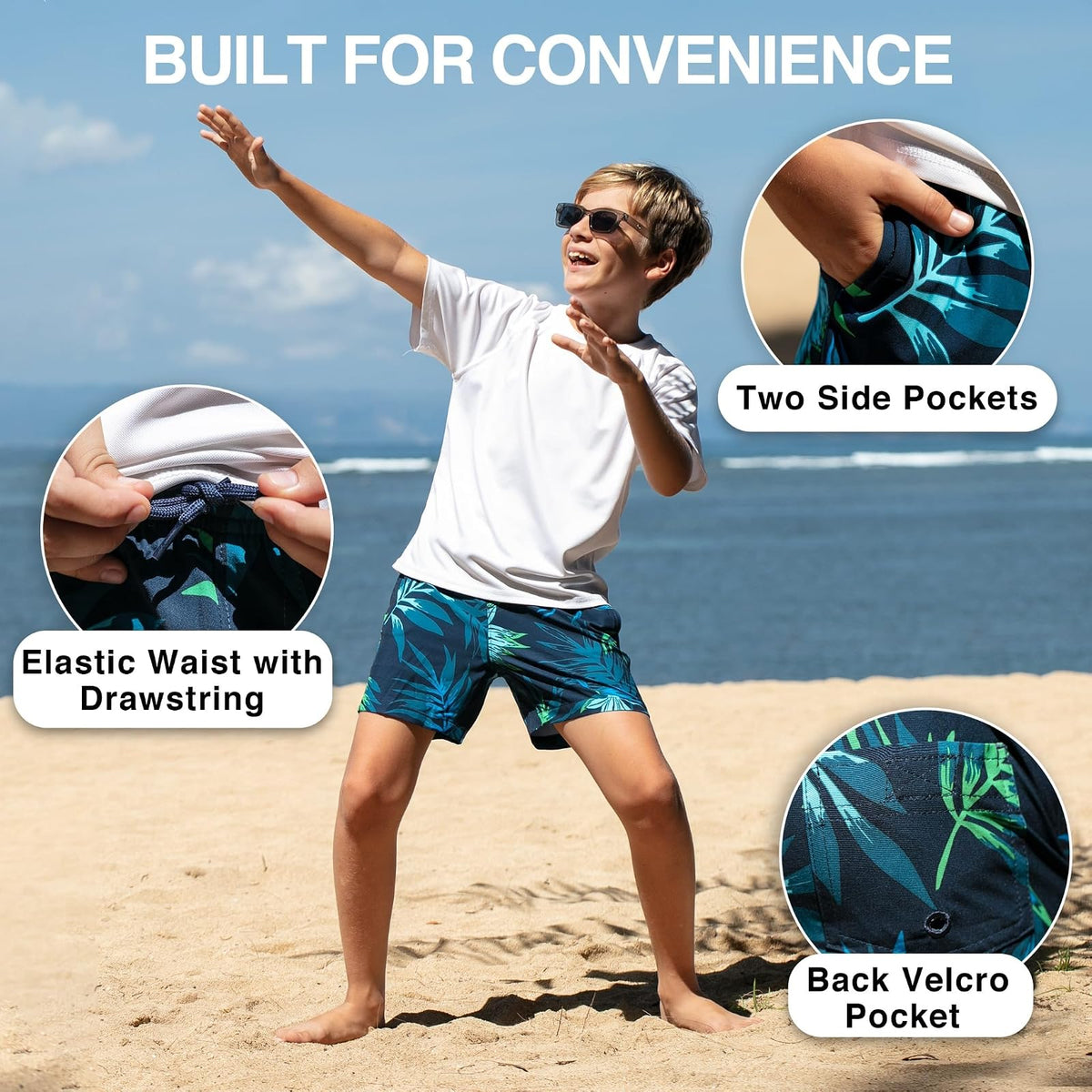 Kanu Surf Adventure Boys Swim Trunks with Compression Liner Quick Dry Stretch Boys Swimsuit Bañador para Hombre Niños