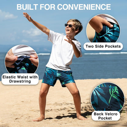 Kanu Surf Adventure Boys Swim Trunks with Compression Liner Quick Dry Stretch Boys Swimsuit Bañador para Hombre Niños