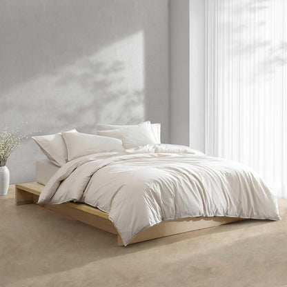 Calvin Klein - Juego de Funda de edredón de algodón Moderno, Ropa de Cama de percal Lavado con Fundas a Juego, decoración acogedora del hogar, Certificado Oeko-Tex (percal Lavado, Beige Claro, Queen)
