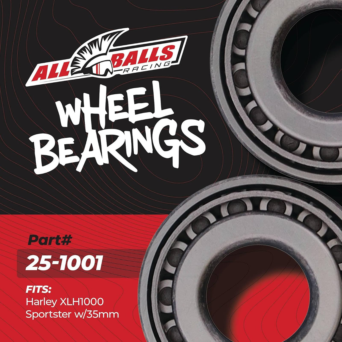 All Balls 25-1001 Wheel Bearing Kit | Repuesto OEM, compatible con motores FXE Super Glide XLH 1200, 1200 883 1000, para motocicleta, 25-1001