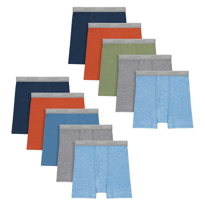 Hanes boxer briefs de algodón para niño, paquete de 10 - 2-3 Años - Bronceado - Azul - Verde - Gris