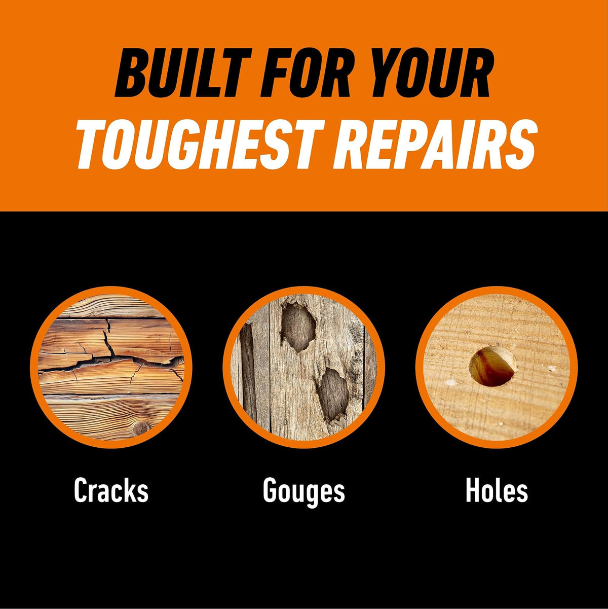Gorilla - Relleno de madera multiusos, color natural, tubo de 6 onzas | Fórmula resistente al agua, acabado suave y lijable, pintable, ideal para reparaciones en interiores o exteriores