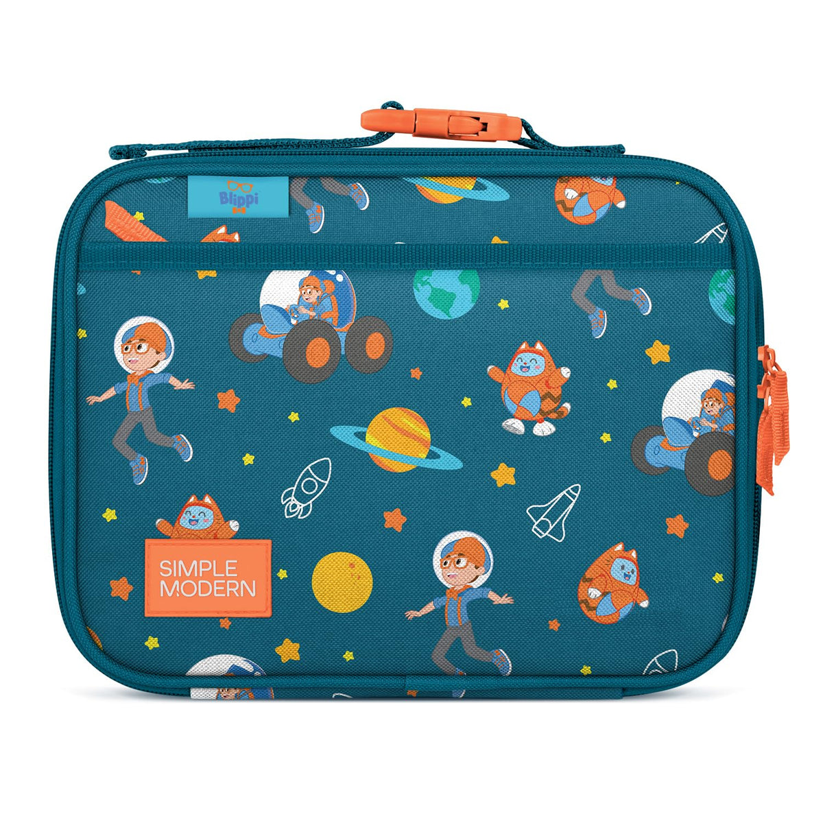 Simple Modern Hadley Lonchera Infantil Reutilizable con Bolsillos, 4 L - Regular - Blippi: Espacio