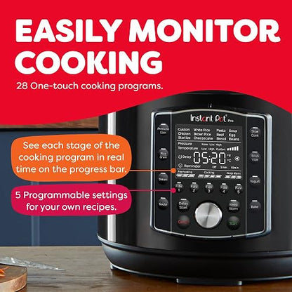 Instant Pot Pro olla de presión 10 en 1, olla de cocción lenta, olla de arroz/grano, vapor, salteado, Sous Vide, máquina de yogur, esterilizador y calentador, incluye aplicación con más de 800