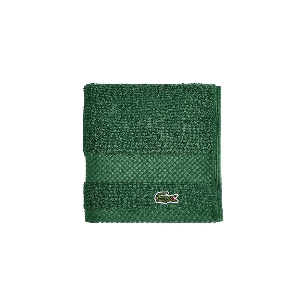 Lacoste Heritage Supima - Paño de Lavado de algodón, Verde cocodrilo, 13 x 13 Pulgadas