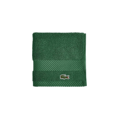 Lacoste Heritage Supima - Paño de Lavado de algodón, Verde cocodrilo, 13 x 13 Pulgadas