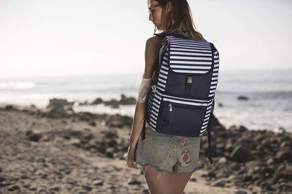 Picnic Time Zuma Insulated Cooler Backpack, Navy/White Stripes