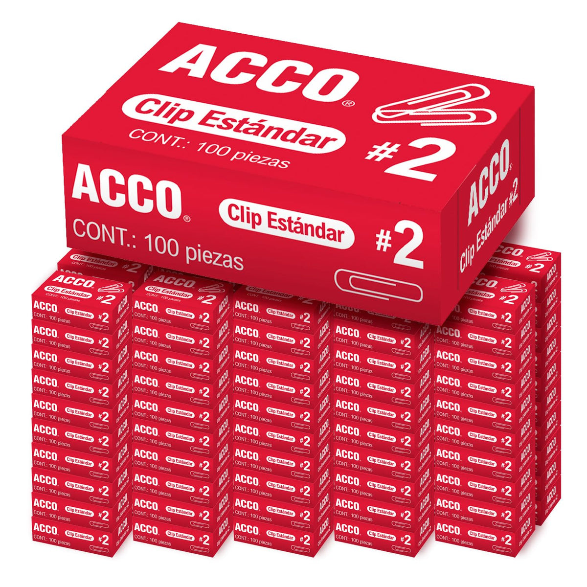 ACCO Clip Estándar No. 2 de 27 mm para 20 Hojas - Paquete de 100 Piezas