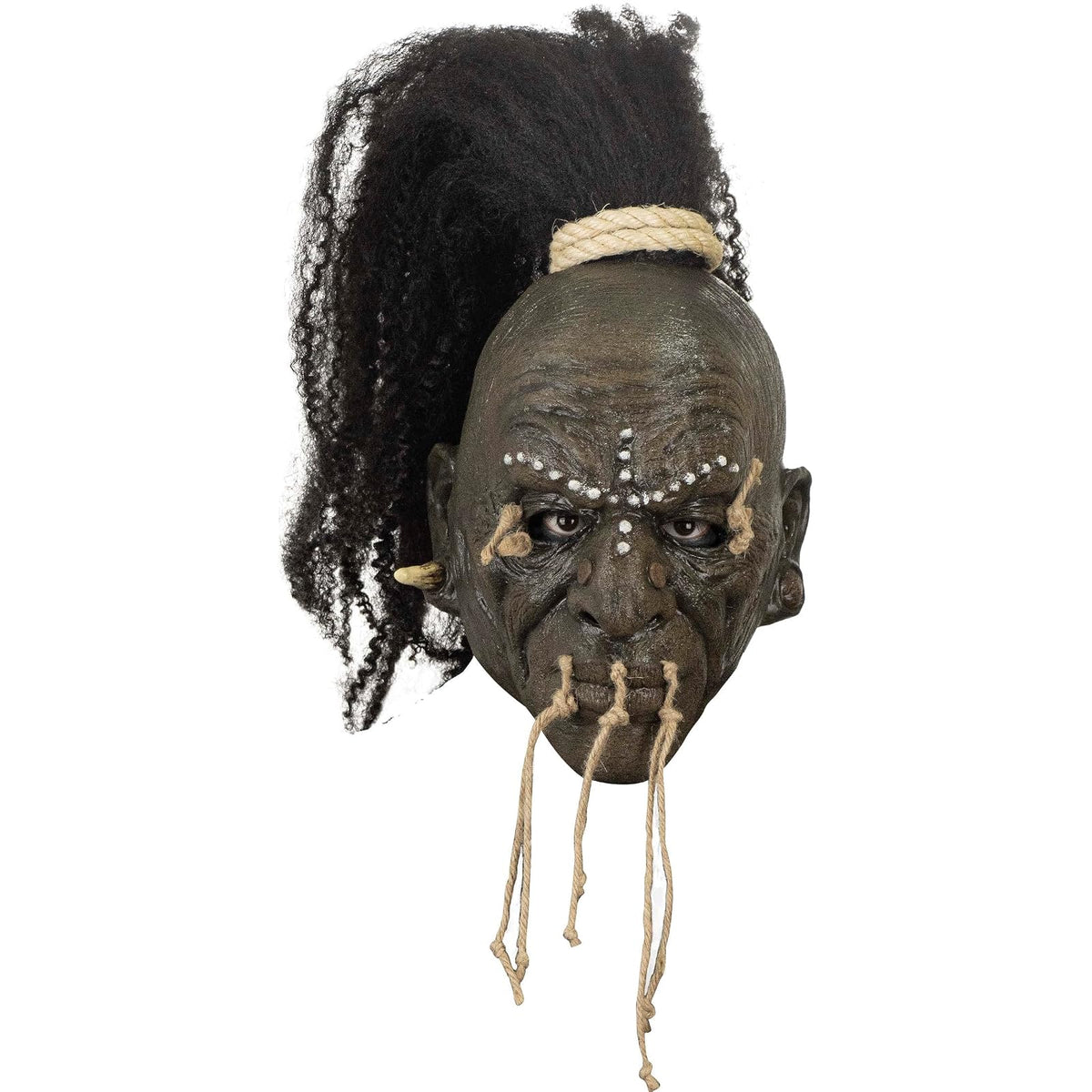Ghoulish Productions Máscara De Látex Shuar Chieftain, Accesorio Látex Cosplay Jefe Voodoo, Disfraz Aterrador para Halloween y Fiestas Temáticas, Cosplay Magia Vudú, Diseño Artesanal