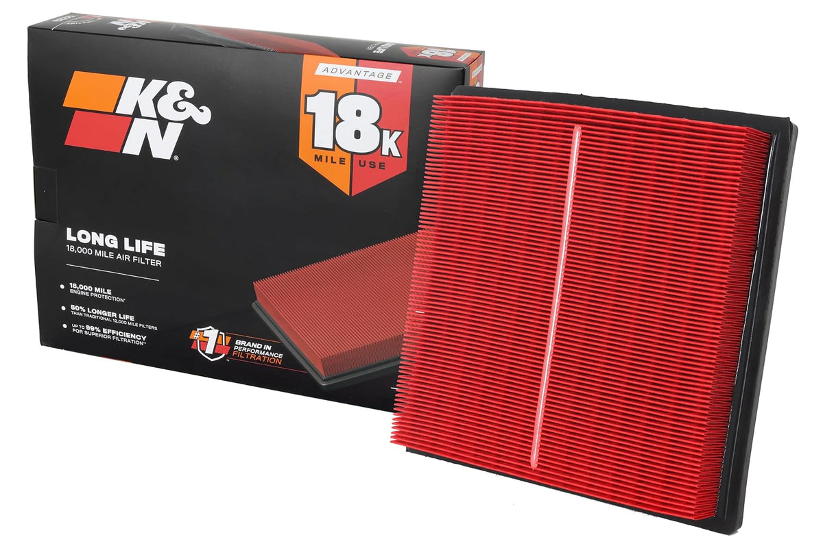 K&N KNA-5064 Filtro de Aire del Motor Larga Vida 18000 Millas Compatible con Subaru H4 1.6/2.0/2.4L Ascent/Crosstrek/Forester/Impreza/XV 2016-2019, Negro/Rojo