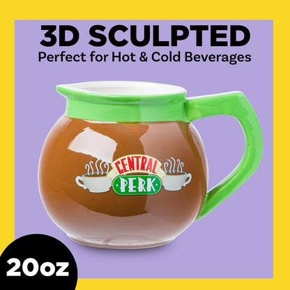 Silver Buffalo Friends Central Perk - Cafetera de cerámica 3D esculpida taza, 20 onzas