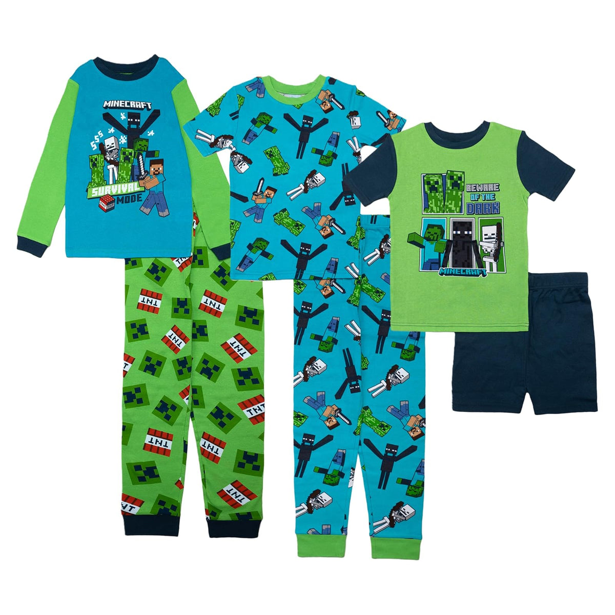 Minecraft - Conjunto de Pijama de algodón de 6 Piezas para niño, Suave y Lindo para niños