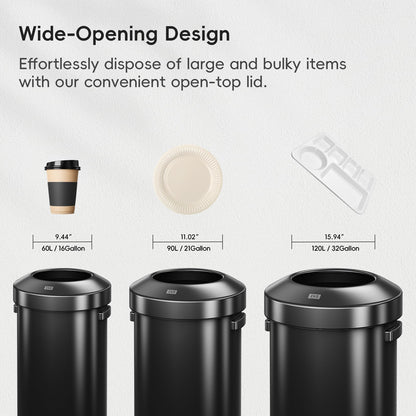 EKO Urban Bote de Basura Comercial 90 L con Tapa y Asa Negro