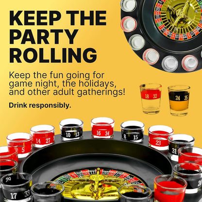 Chupito Ruleta – Juego de beber Juego (2 bolas y 16 vasos), Rojo/Negro, 16PCS Set, 1