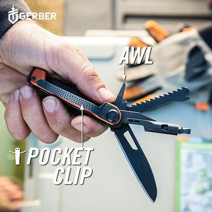 Gerber Armbar Trade Cuchillo de Bolsillo 8 en 1 | Naranja quemado, marco de acero inoxidable, hoja de 2.5 pulgadas, destornillador de 1/4 pulgadas