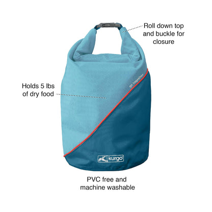 Kurgo Bolsa de Comida para Perros Kibble Carrier | Azul costero y rojo chile, capacidad 5 libras, plegable, libre de BPA, fácil de limpiar