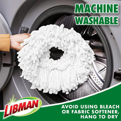 Libman Tornado - Recambios para trapeador giratoria, 4 Cabezales de Microfibra, fáciles de reemplazar, Lavables a máquina, Verde y Blanco, (Paquete de 4)
