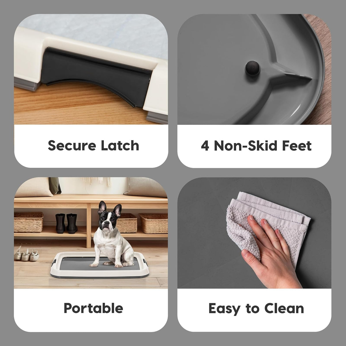 IRIS USA Soporte Tapete Absorbente 17x23 Gris Hecho en USA | Soporte para tapete de entrenamiento, mantiene pads en su lugar, diseño a prueba de fugas, cierres seguros y fácil limpieza
