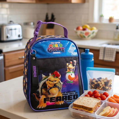 Ruz Lonchera Escolar Super Mario Bros Película Bolsa para Alimentos Bowser Infantil Poliéster Azul