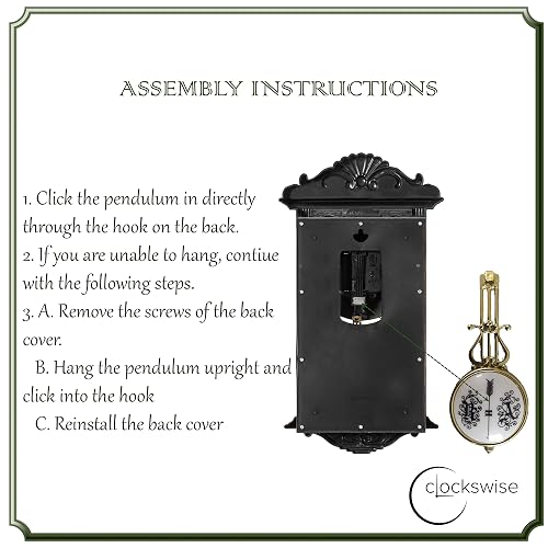 Clockswise QI004145.BN - Reloj de Pared con diseño de péndulo de plástico para Sala de Estar, Cocina o Comedor, Color marrón