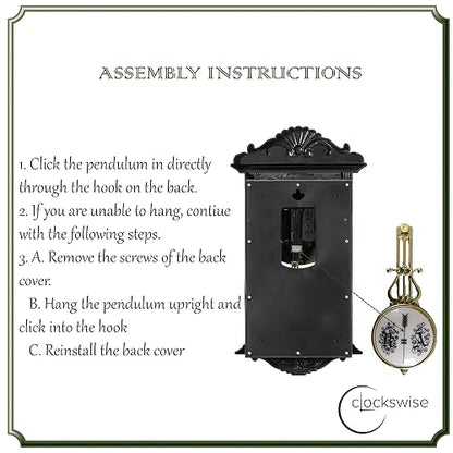 Clockswise QI004145.BN - Reloj de Pared con diseño de péndulo de plástico para Sala de Estar, Cocina o Comedor, Color marrón