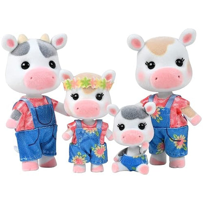 Honey Bee Acres The Cloverberrys Cow Family, 4 Cifras de muñeca en Miniatura, pequeña